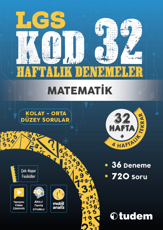 8. Sınıf Kod 32 Matematik Haftalık Denemeler Tudem Yayınları