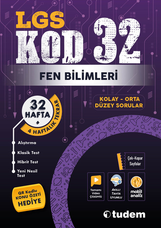8. Sınıf LGS Kod 32 Fen Bilimleri Tudem Yayınları