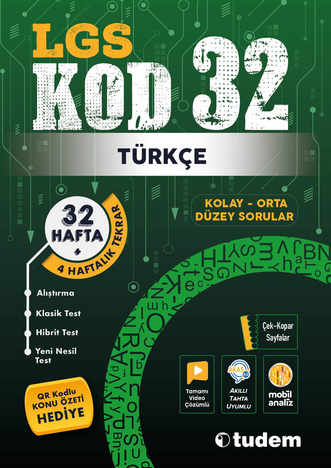 8. Sınıf LGS Kod 32 Türkçe Tudem Yayınları