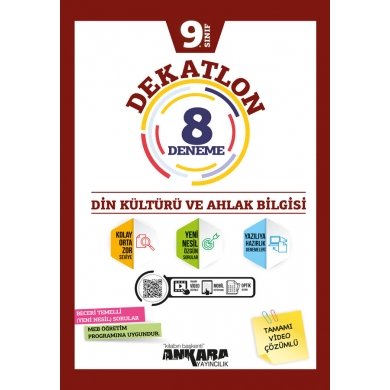 9.Sınıf Dekatlon Din Kültürü ve Ahlak Bilgisi 8 Deneme Ankara Yayıncılık