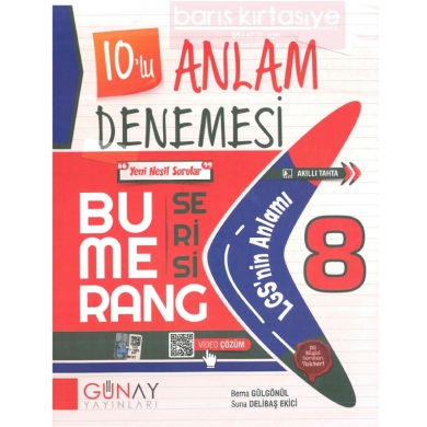 8. Sınıf Bumerang Serisi 10lu Anlam Denemesi Günay Yayınları