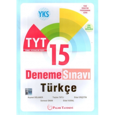 Türkçe TYT 15 Deneme Sınavı Palme Yayınları