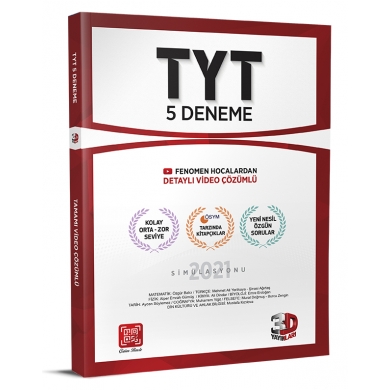 TYT 5 Deneme Tamamı Video Çözümlü  3D Yayınları
