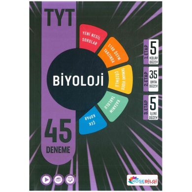 TYT Biyoloji 45 Deneme Sınavı Köşebilgi Yayınları