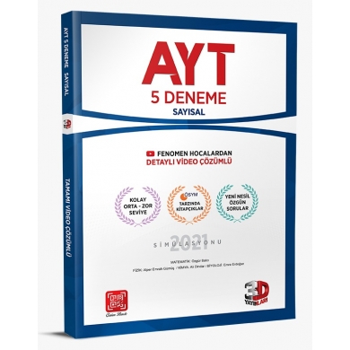 AYT 5 Sayısal Deneme Video Çözümlü 3D Yayınları