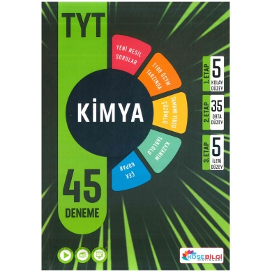 TYT Kimya 45 Deneme Sınavı Köşebilgi Yayınları